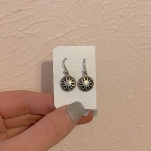 Oxidized Silver Sun Dangle Earrings